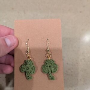 Handcrafted Green Clover Earrings